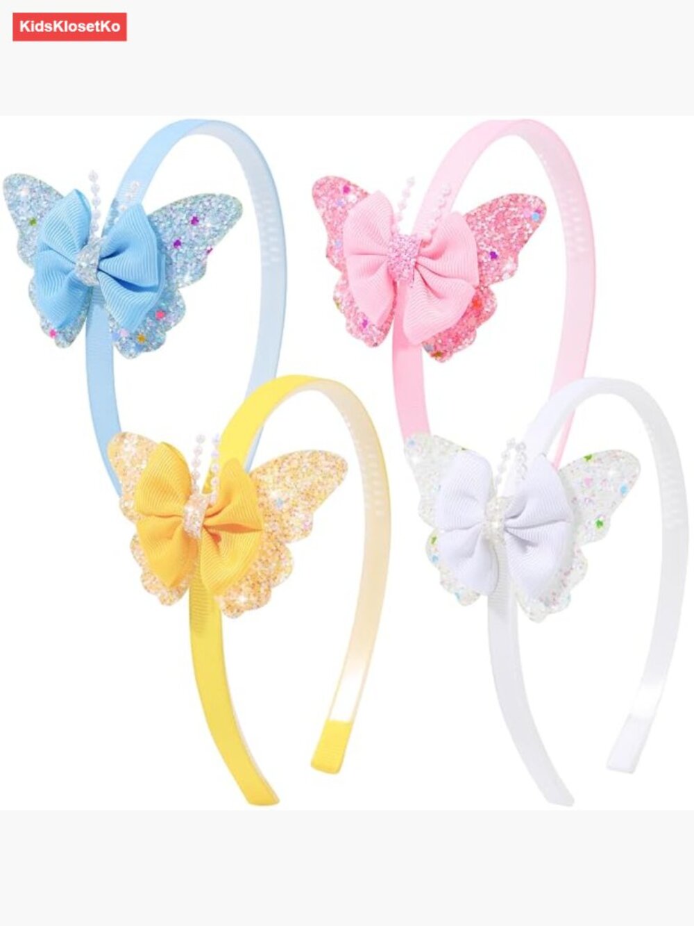 4Pcs Butterfly Headbands with Bow Non Slip Hoops Hair Accessories